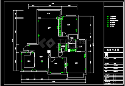 两居室装修设计CAD施工图附效果图